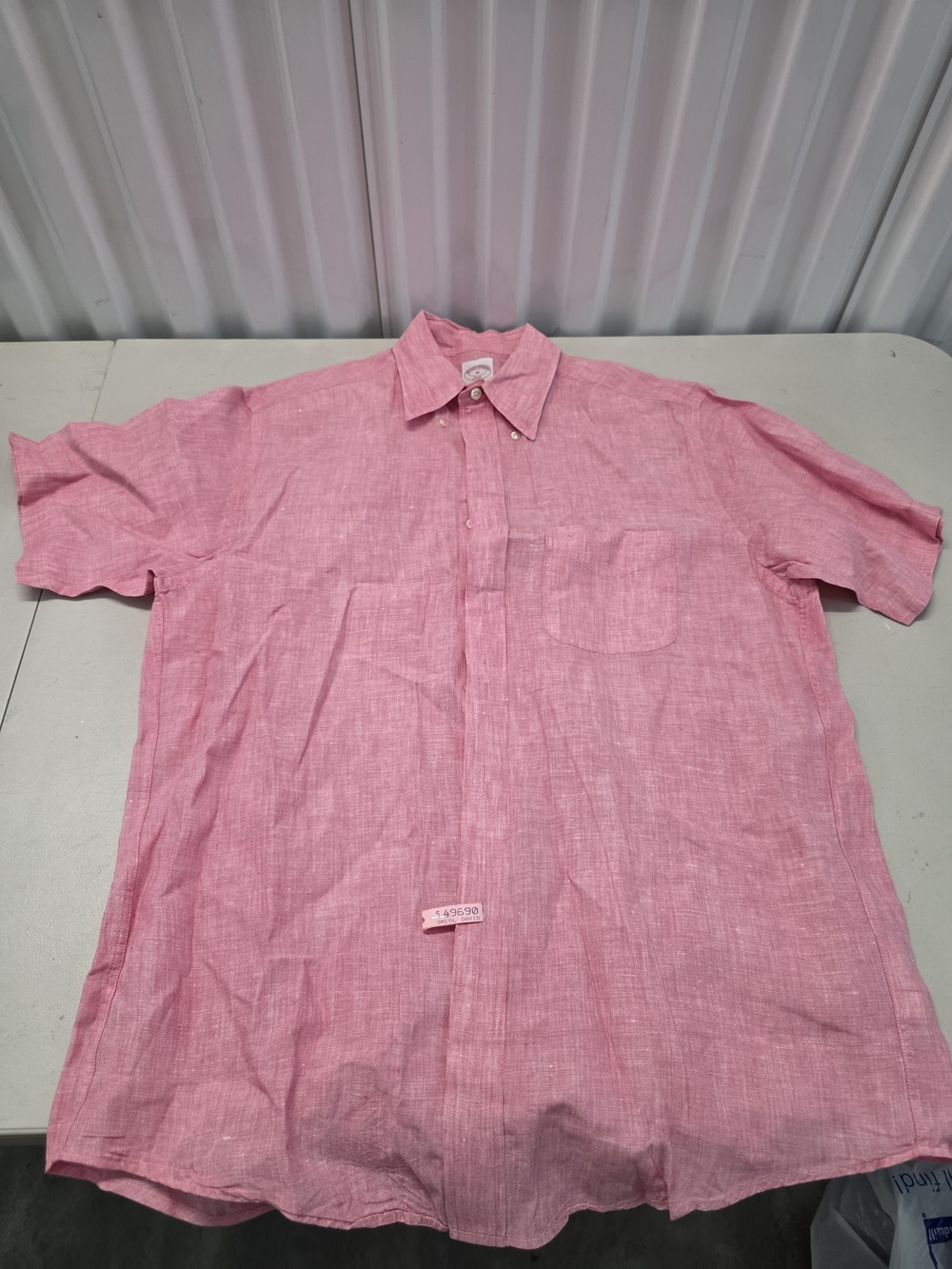 Brooks Brothers 346 Linen Short Sleeve Button Down Shirt Men's Size Medium